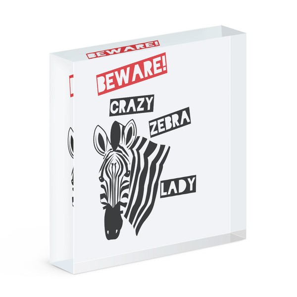 Beware VerrüCkte Zebra Damen Acryl Foto Block Rahmen Lustig Tiere-image