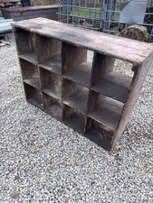 Vintage Wooden Pigeon Hole Storage Unit – Rustic Shelves Industrial Shopfitting