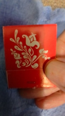 Red Floral Maker's Name Reverse Printed Upside Down 1/2 Letters Bottom Matchbook