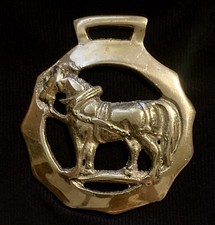 BIG HARNESS HORSE IN SCALLOPED FRAME Harness Brass from England WOW YOUR WALLS!