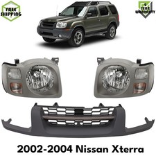 Front Grille Assembly Textured Black Headlights Kit For 02-2004 Nissan Xterra Front Grille Assembly Textured Black Headlights Kit For 02-2004 Nissan Xterra