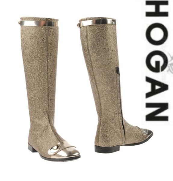 Women Hogan Boots Gold Leather 35.5