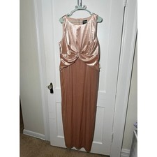 Adrianna papell blush halter long velvet twist front formal dress NWT size 16
