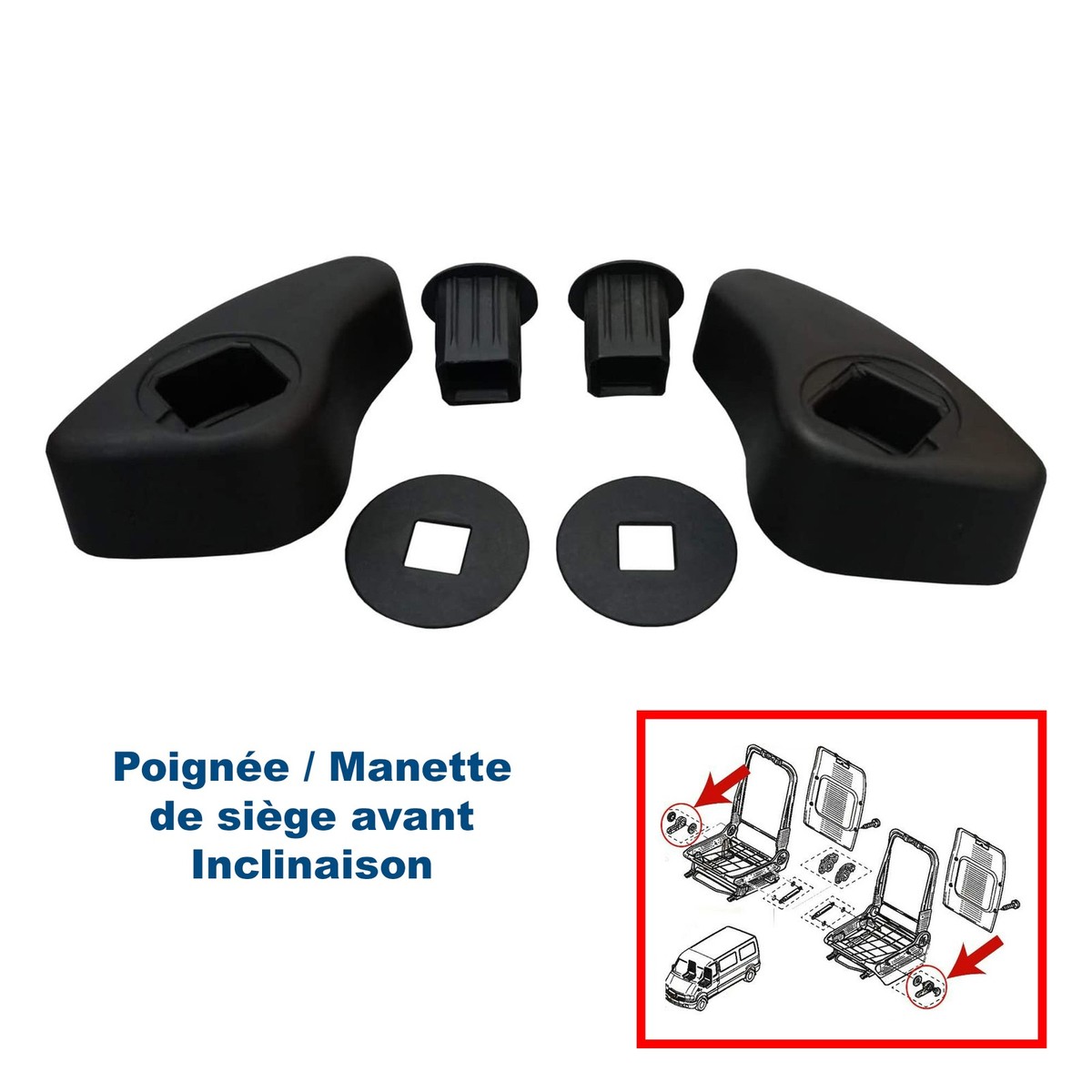 Lot De 2 Poignées De Réglage Siège Auto – Pour Renault Trafic MK1 – Réf. 7701207182, 7701205078, 7701205079 – ABS