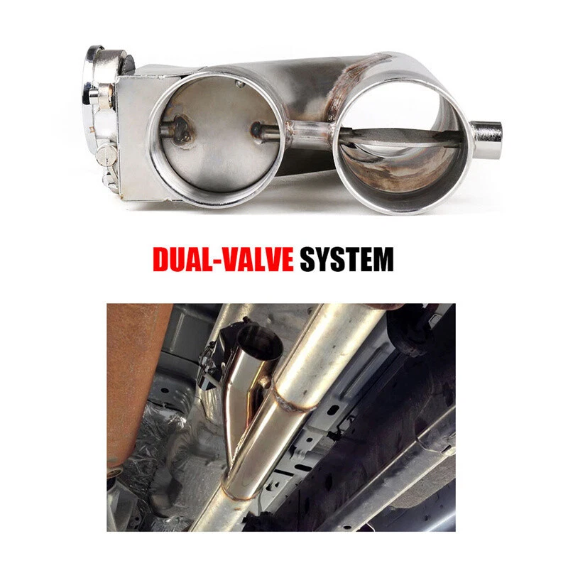 2.5" Double Electric Exhaust Dual Valve Y Pipe Kit Manual Control&Remote Switch - Image 4 of 4