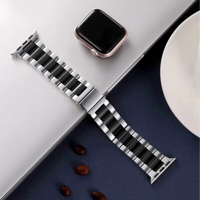 Stainless Steel Color Block Watch Band For iWatch Ultra Series Adjustable