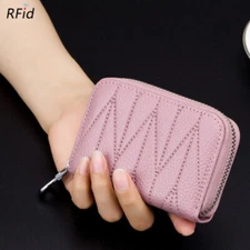 Credit Card Holder RFID Blocking Genuine Leather Zipper Wallet for Women Men US