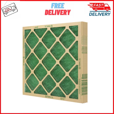 (4 Pack) Flanders Air Filters, 16" X 20" X 1" Precisionaire Nested Glass, Green