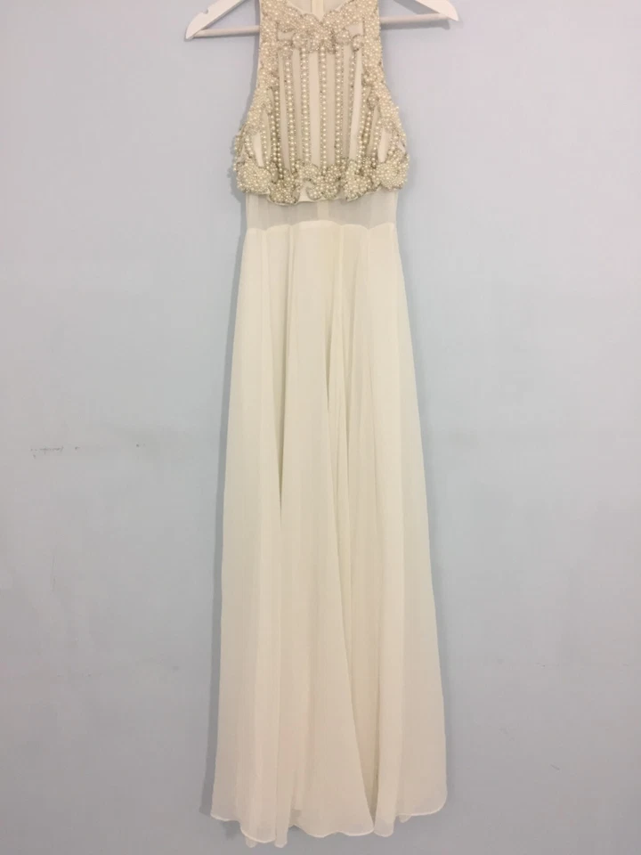 Nuevo vestido de novia para mujer Asos talla 8 marfil perlas gasa cremallera F1 Foto 4 de 4
