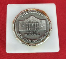 VINTAGE USA The Alamo San Antonio TX Pewter and Carrara White Marble Paperweight