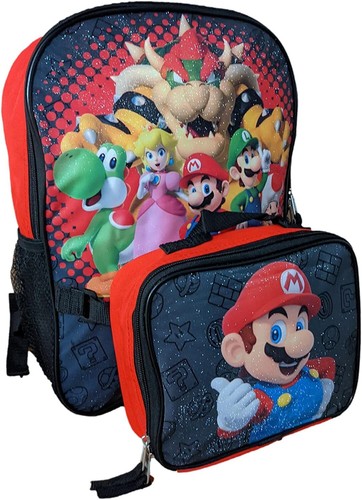 Nintendo Super Mario Yoshi School Backpack Book Bag Lunch Box SET Kids Boys Kids - Picture 4 of 7