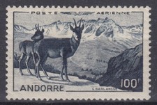 ANDORRE POSTE AERIENNE ISARDS N° 1 NEUF * GOMME INFIME TRACE CHARNIERE COTE 62 €