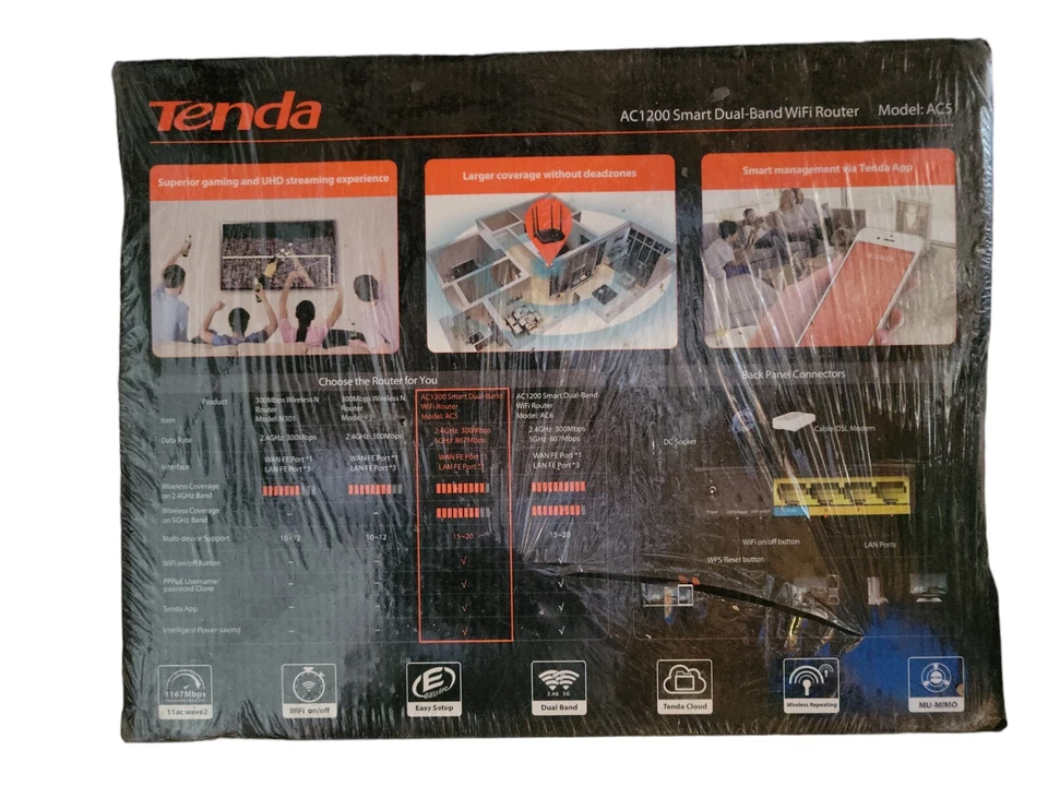 Tenda AC5 AC1200 Smart Dual Band 1167 Mbps Wireless Router - Image 2 of 3