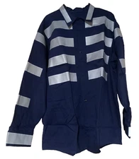 Red Kap Men's Work Shirt Long Sleeve Hi Vis Custom Reflective Blue XL NEW