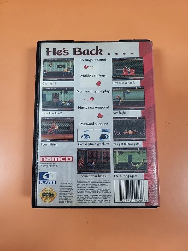 Estuche y juego Splatterhouse 3 Sega Genesis SIN LIBRO Foto 2 de 4