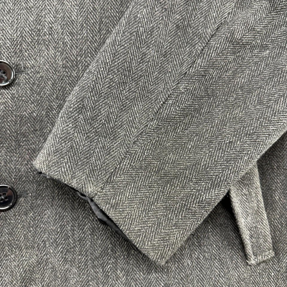 Abrigo Linea Uomo Para Hombre 54L Gris Abrigo Largo Lana Espiga Doble Pecho Foto 3 de 4