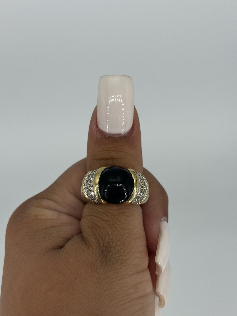 Sterling Silver 18k Yellow Gold David Yurman Capri Onyx Pave