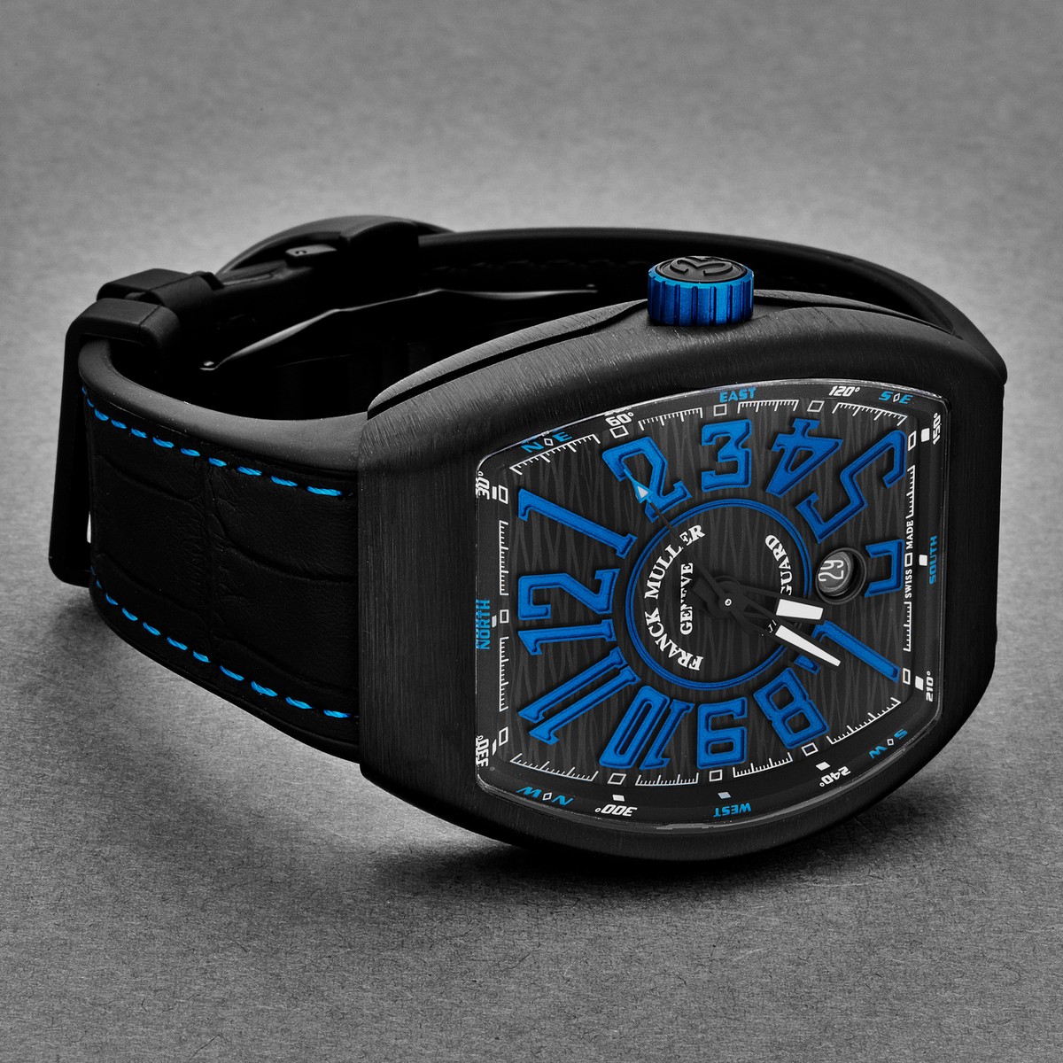 Franck Muller 45SCBLKBLKBLU Vanguard Titanium Black Dial Blue