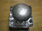Large  Antique Crystal Inkwell with Sterling Silver Cap — photo 2