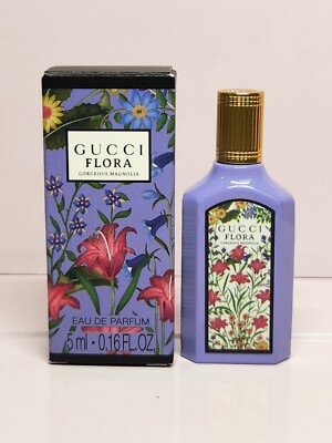 Gucci Flora Gorgeous Magnolia Eau De Parfum For Women 0.16oz/5ml Mini Splash New