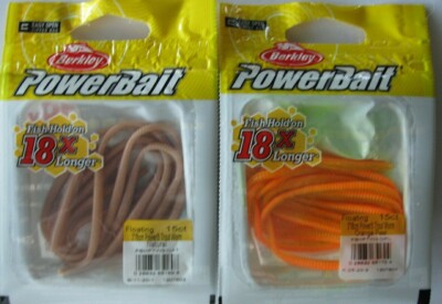 2 - Berkley Powerbait Floating Trout Worm - 15/Ct - 3''- Natural & Orange Peel