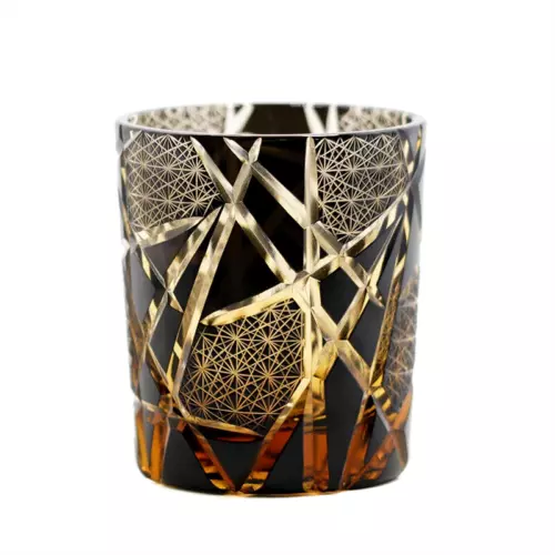 Whiskyglas Tumbler japanischer Stil Edo Kiriko Glas handgeschliffen auf klar 9oz blau - Bild 8 von 17