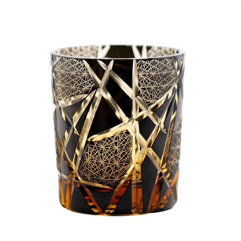 Edo Kiriko Drinking Glass Old Fashioned Crystal Whisky Cup For Bourbon 9oz Black - Image 2 of 4