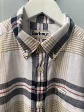 Image of Barbour White Tartan Mens shirt- %55 Linen