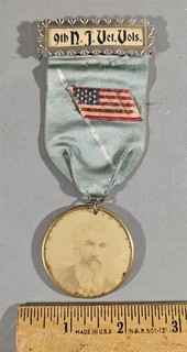 1902 GAR 17th ANNUAL REUNION 9th REGT. N.J. VET. VOLS. PHOTO BADGE & FLAG RIBBON