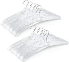 10 Pack 17 Inch Large White Satin Padded Hangers for Women Clothing, anti Slip C