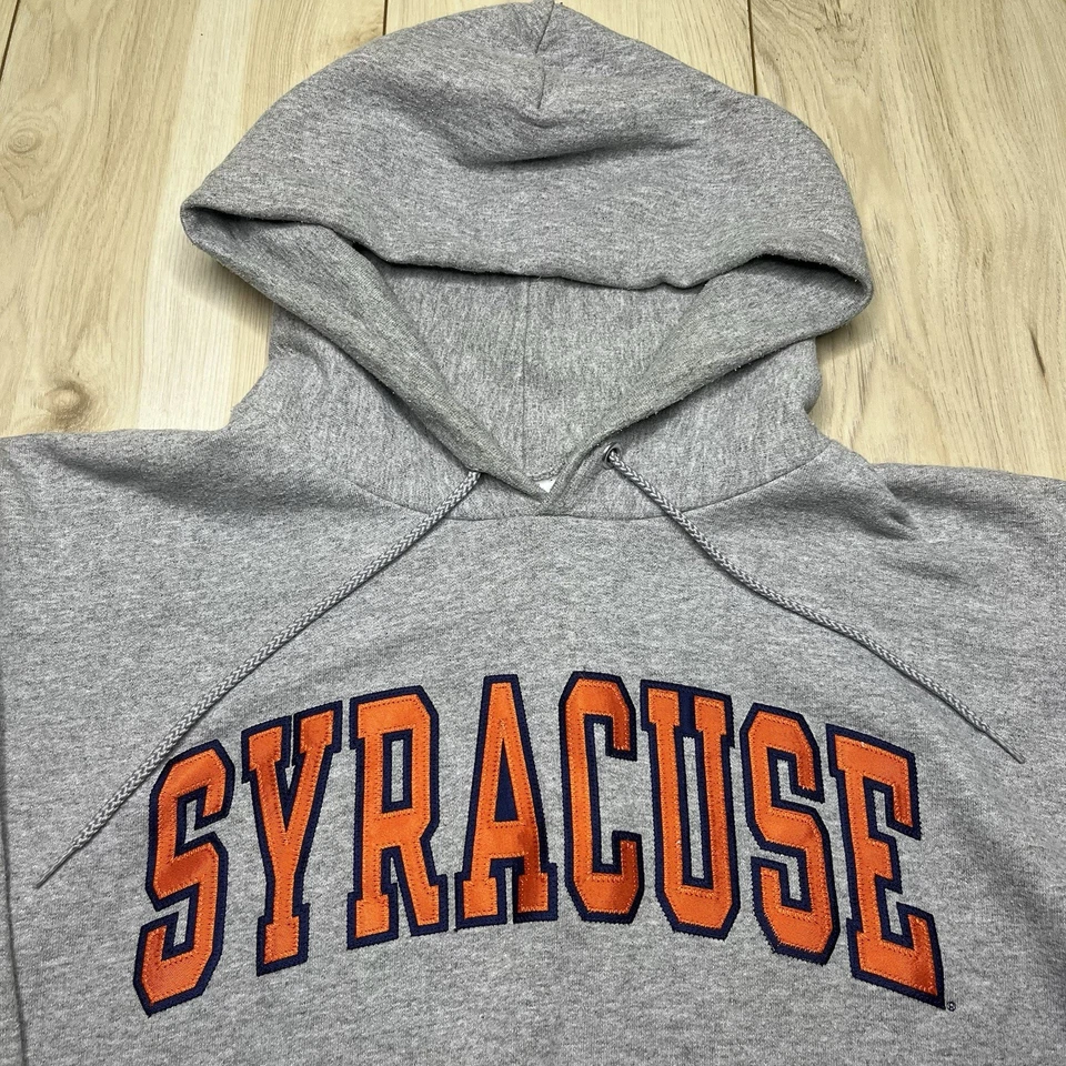 Champion Syracuse University Hoodie Mens Size Large Sweater Gray Pocket - Image 2 of 4
