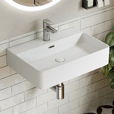 H&auml;nge/Aufsatzwaschbecken Waschbecken Keramik Wandmontage Waschtisch 50/60 cm