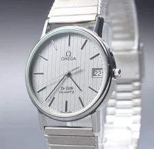 Omega De Ville Linen Dial Vintage Quartz Cal.1332 Date Classic Dress Watch 32mm