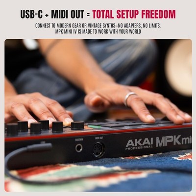 Akai Professional MPK Mini IV USB-C MIDI 7.56 x 13.88 x 1.44