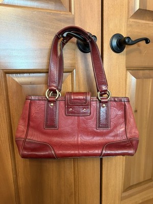 Vintage Coach Hampton Mahogany Red Leather Purse Shoulder Bag