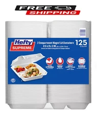Hefty Supreme Foam Hinged Lid Container, 3-Compartment 125 ct. Free Shipping