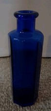 Antique Hexagonal Cobalt Blue Glass Bottle