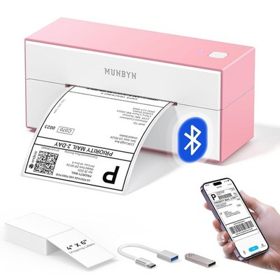 MUNBYN Bluetooth Thermal ship Label Printer,  with iOS, Android, PC, Chrome OS