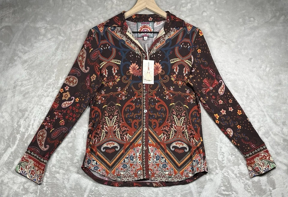 Johnny Was Janie Favorite Button Front Shirt Clarisa Women XS Paisley Floral New - Image 2 of 4