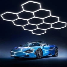 Hexagon Garage Lights: 329W 11 Grids Hexagon LED Lights - Easy Install 6500K ...