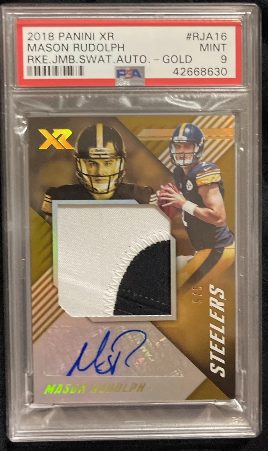 Mason Rudolph Panini XR Rookie Jumbo Swatch Autograph #RJA16 Base