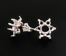 Pair of 5mm Round Setting Flower Cluster Earrings Sterling Silver Pre-Notched