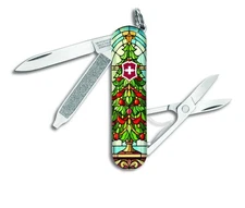 Victorinox Swiss Army Christmas Tree Stained Glass CLASSIC SD Knife Knives