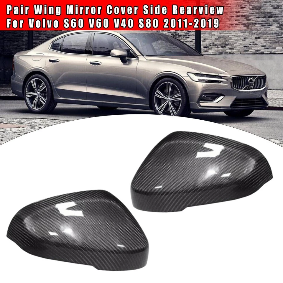 Cubierta de espejo retrovisor lateral izquierdo + derecho para Volvo S60 V60 V40 S80 2011-2019 Foto 4 de 4