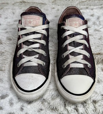 Converse Chuck Taylor All Star Ox Low Top Sneakers Kids Shimmer Purple Size 1