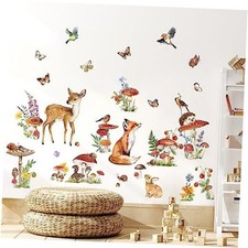 Woodland Animal Wall Stickers Mushroom Deer Fox Peel and Stick Wall Decals