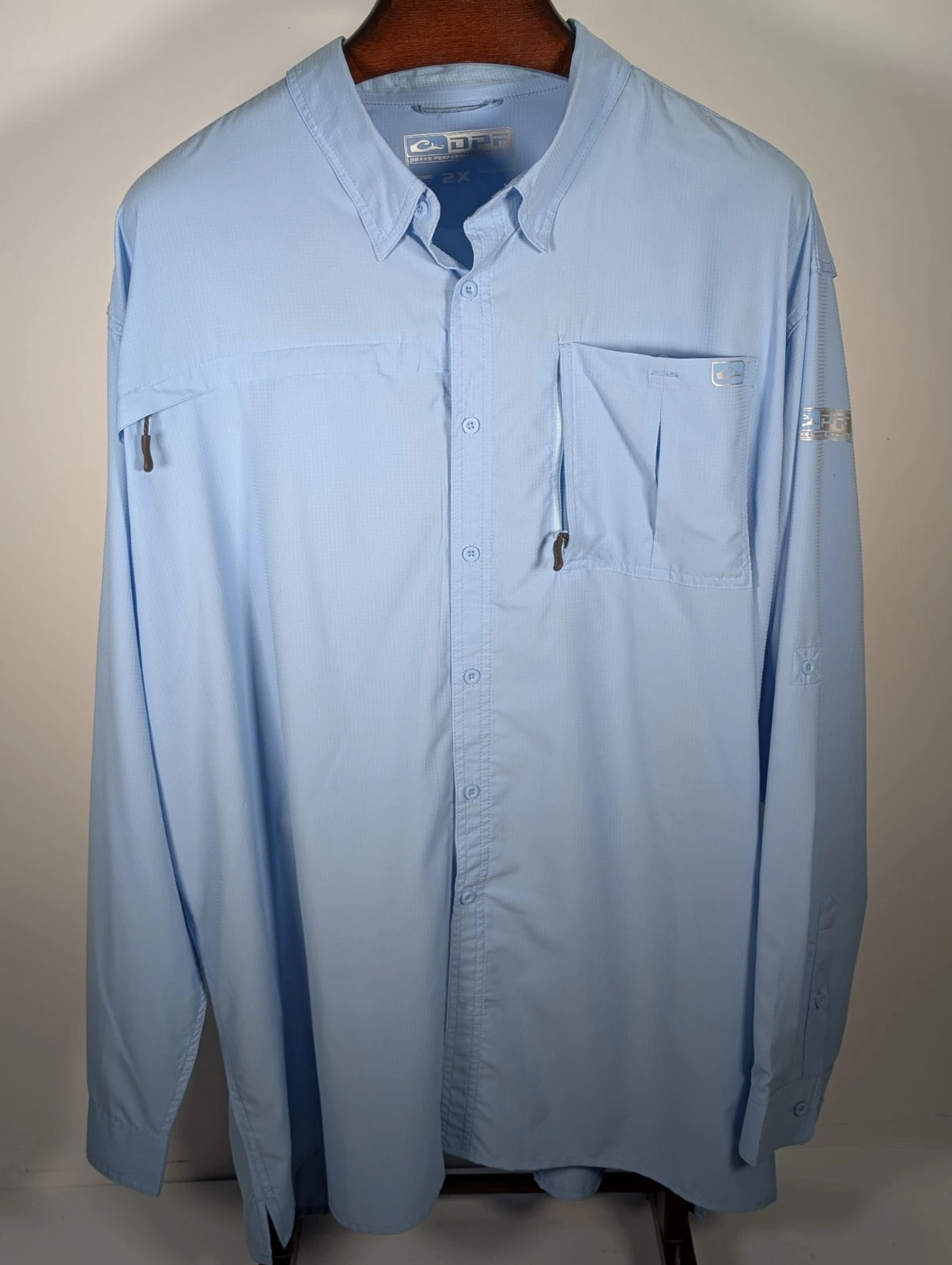 DRAKE DPF Performance Fishing Shirt Men’s 2X Long Sleeve - Blue - Vented