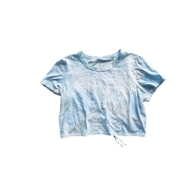 Aerie Womens Size XL Light Blue Tie Dye Tie Back Cropped T-Shirt