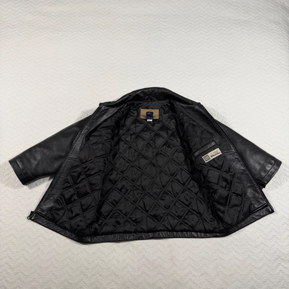 Gap Kids Black Fine Leather Jacket Collared Zip Front Boys Girls Size XS Y2K - Image 4 of 4