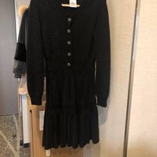 USED CHANEL BLACK KNIT DRESS SIZE 38 GOOD